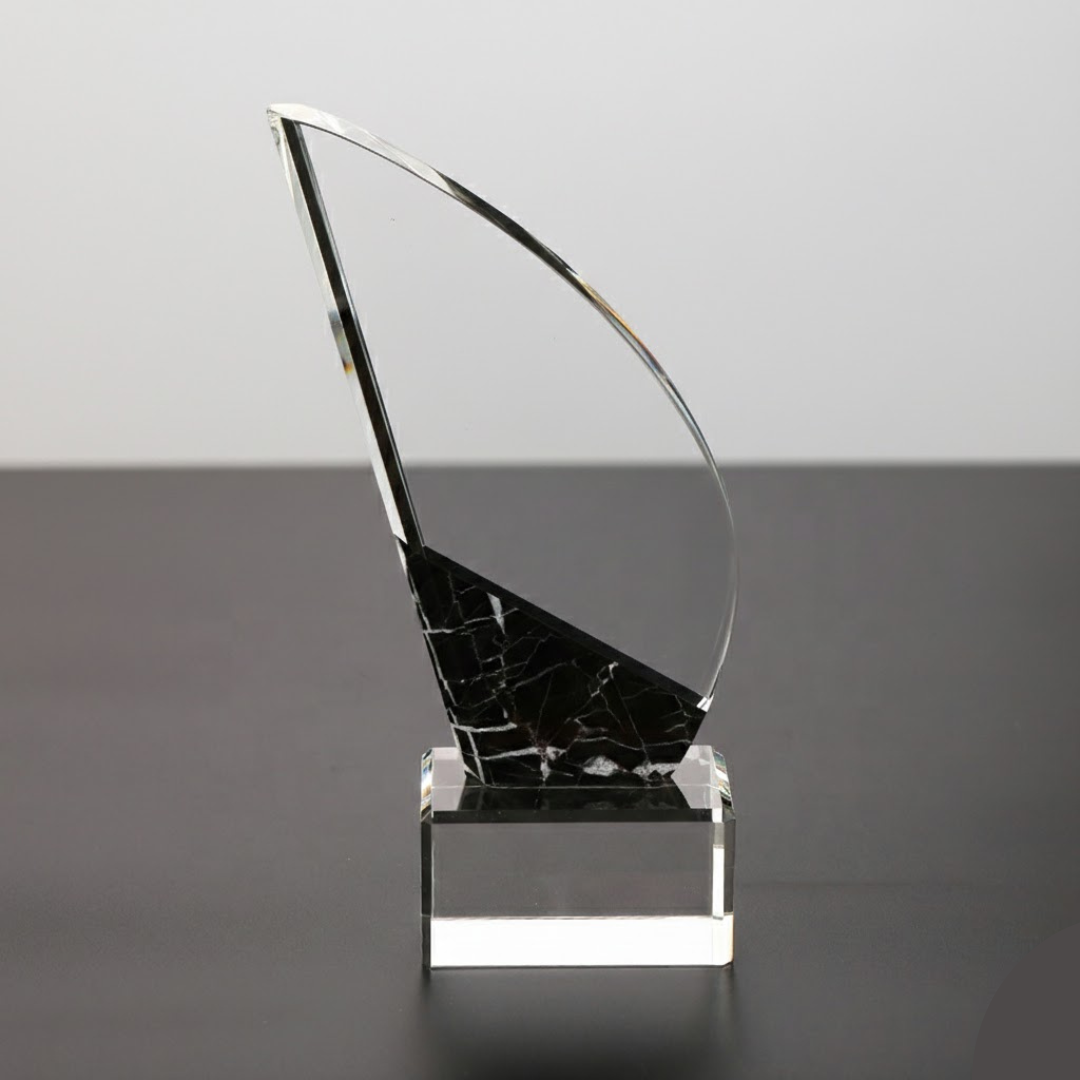 Clear Crystal Marble Trophy with Clear Base