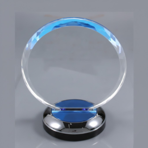 Clear Crystal Trophy with UV Printing Mounted