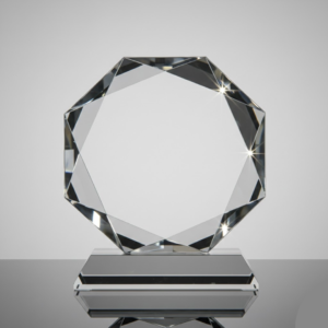 Clear Crystal Trophy with Clear Base