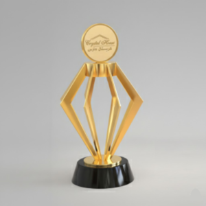 3D Gold Metal Trophy with Engraving