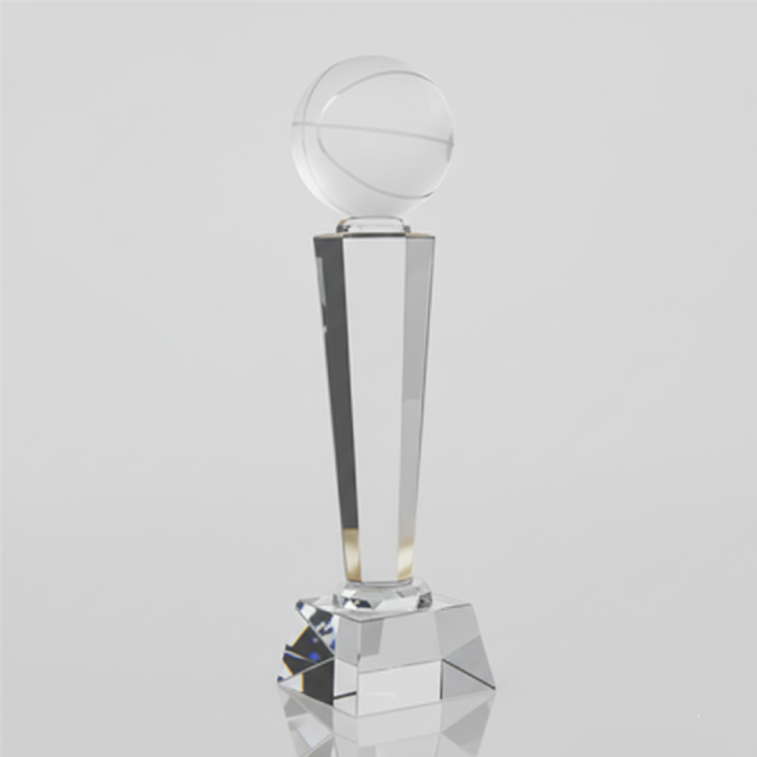 Clear Crystal trophy with engraving