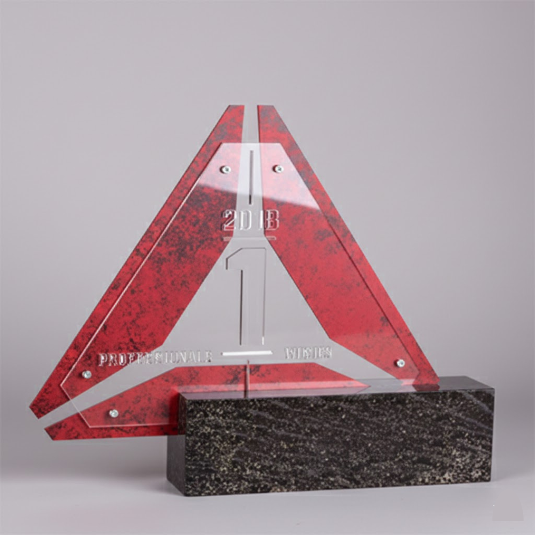 Clear Acrylic Trophy with Engraving with Black Base