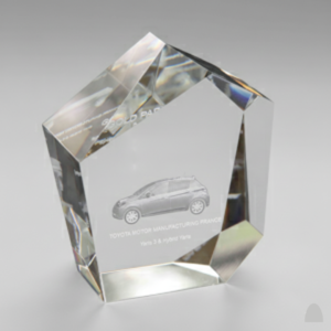 Clear Crystal Trophy with Laser Engraving