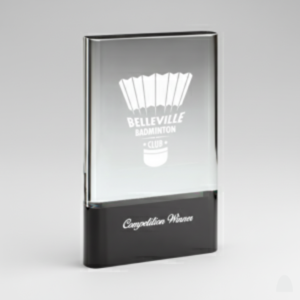 Clear Crystal Trophy with Engraving with Black Base