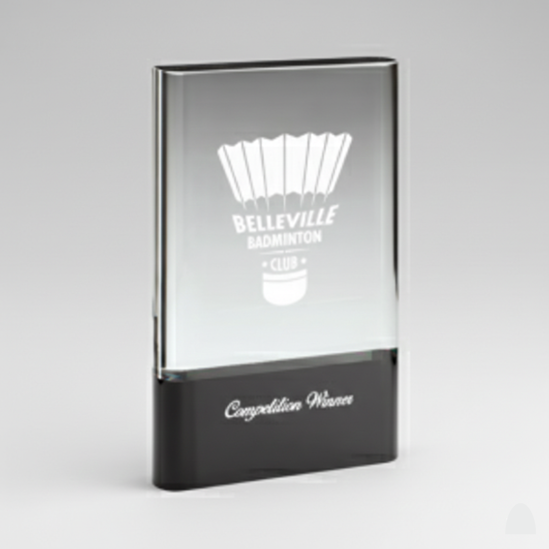 Clear Crystal Trophy with Engraving with Black Base