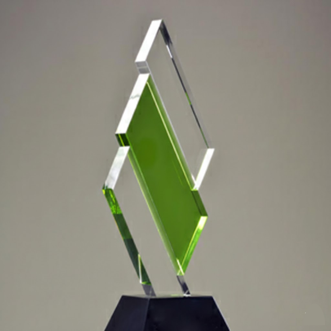 Clear Crystal Trophy with Black Base