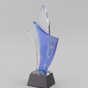 Clear Crystal Trophy with Black Base