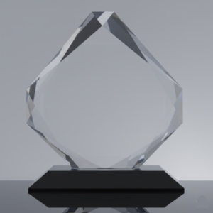 Clear Crystal Trophy with Engraving and UV Printing