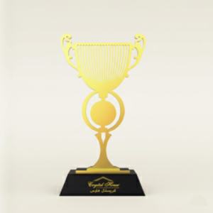 Gold Metal Trophy with Crystal Base