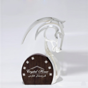 Self-Standing Metal and Wooden Trophy