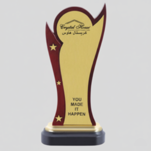 Gold Metal Trophy with Crystal Base