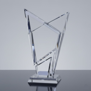 Clear Crystal Trophy with UV Printing mounted