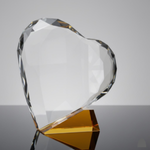 Clear Crystal Trophy with Yellow base