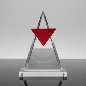 Clear Red Crystal Trophy withClear Base