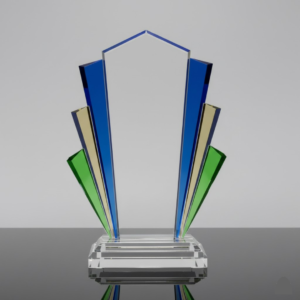 Clear Blue/Green/Yellow Crystal Trophy