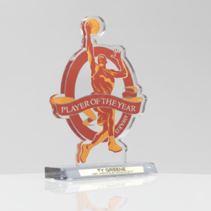 Clear Crystal trophy with engraving
