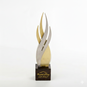 Gold Metal Trophy with Crystal Base