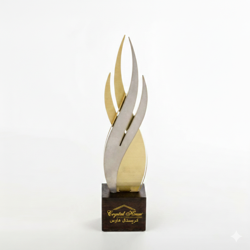 Gold Metal Trophy with Crystal Base