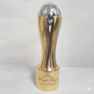 Gold Metal Trophy with Crystal Base