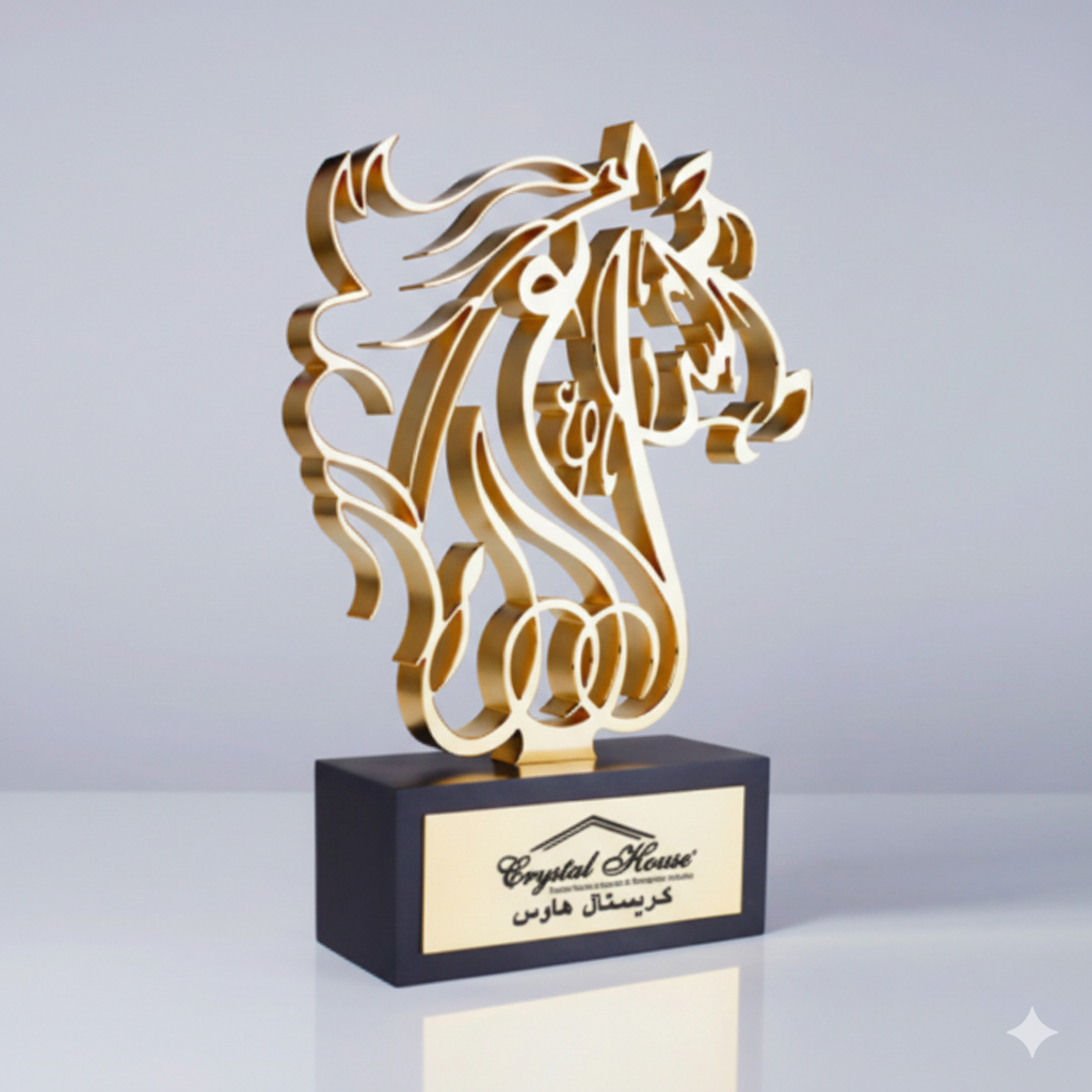 Gold Metal Trophy with Crystal Base